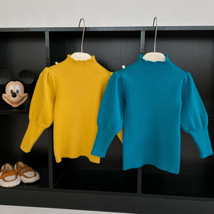 公主百搭毛线衣长袖 女童毛衣打底衫 泡泡袖 秋冬童装 宝宝 儿童针织衫