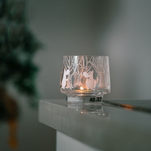 芬兰muurla姆明森林中透明烛台小花瓶同款纯手工香薰烛杯花器摆件