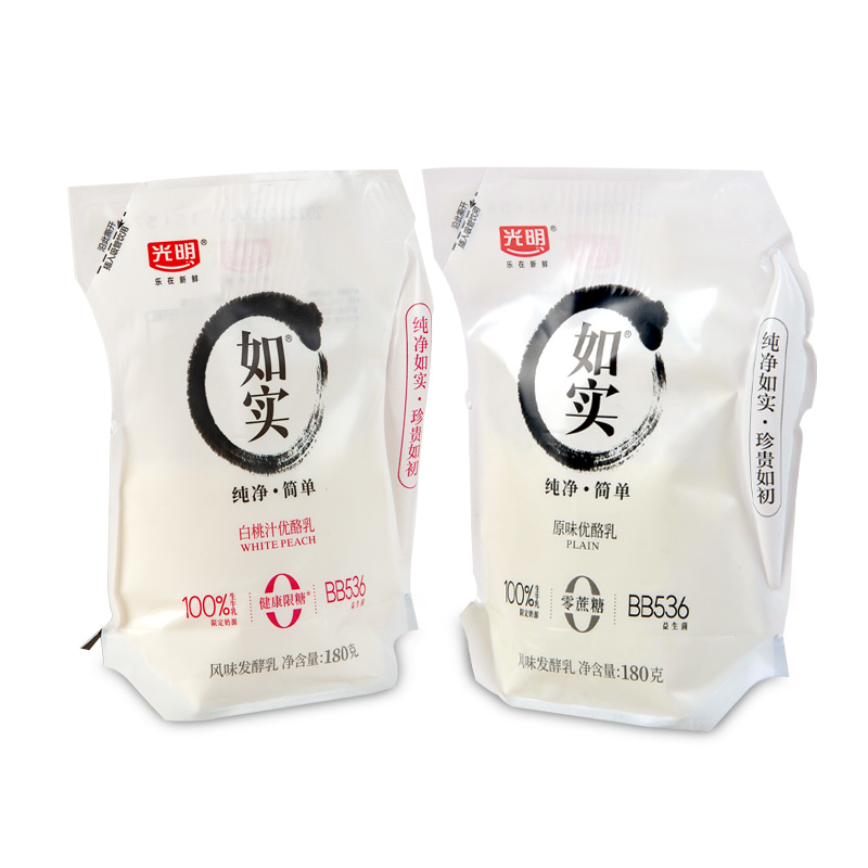 光明如实酸奶壶180g*12袋装新鲜低温奶家庭装营养健康早餐奶