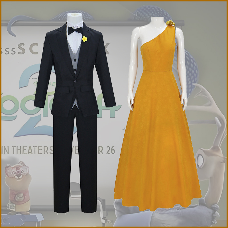 疯狂动物城cos服 兔子警官朱迪礼服裙尼克狐狸礼服西装 cosplay服