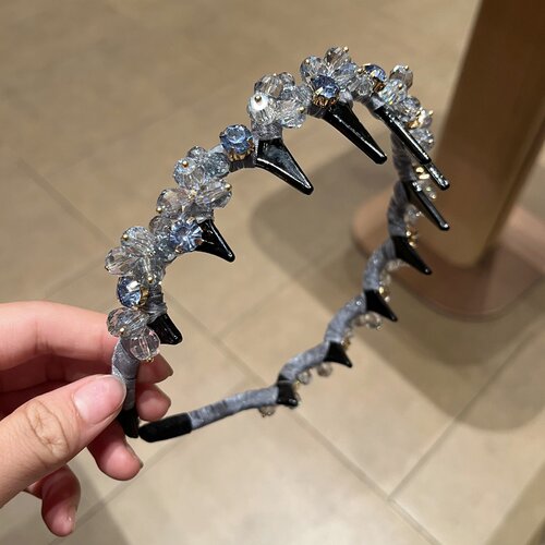 新款高级感重工水晶轻奢发箍带齿压发高颅顶镶钻发百搭时尚头箍女