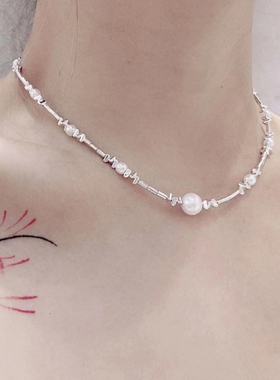 其他珍珠合金碎银子女保色项链