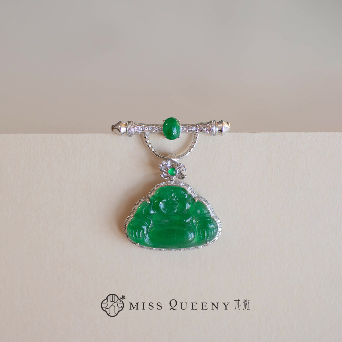 MissQueeny其微|18k金天然翡翠万能扣胸针缅料优雅精致新中式复古