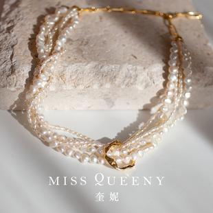 MissQueeny奎妮小姐 秋冬 缥缈星云.多层珍珠锁骨链复古时尚