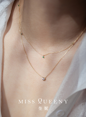 MissQueeny其微 | 绿野仙踪9k/18k金天然绿宝石项链百搭夏日叠戴
