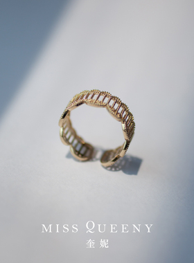 MissQueeny其微 | 宽蕾丝戒指开口可调节浪漫百搭简约复古9k