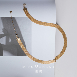 MissQueeny其微 轻奢 18k金宽项链抽拉调节简约时尚
