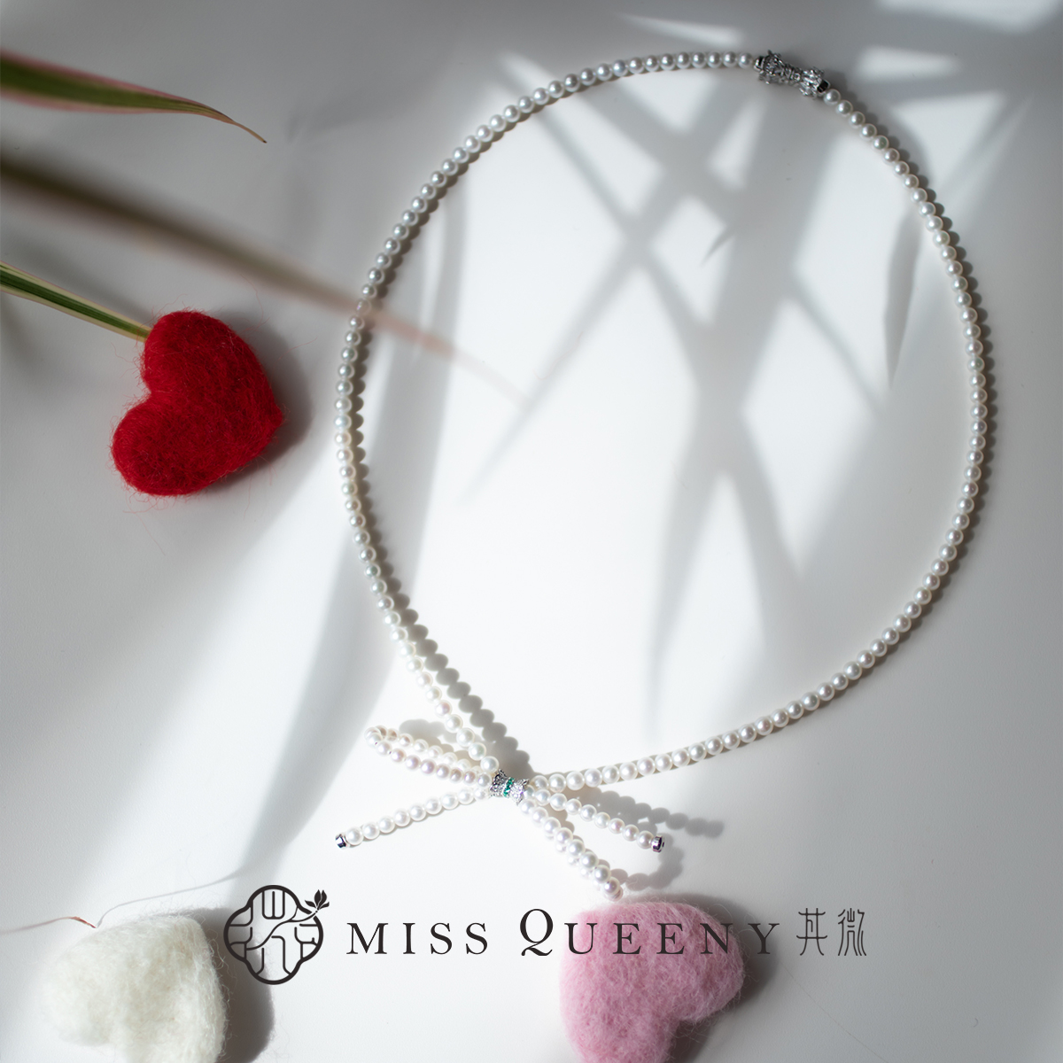 MissQueeny其微|少女结·蝴蝶结珍珠项链精致可爱正圆强光