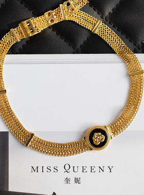 MissQueeny奎妮小姐|西西里Sicilia黑玛瑙圆币颈链choker女甜酷