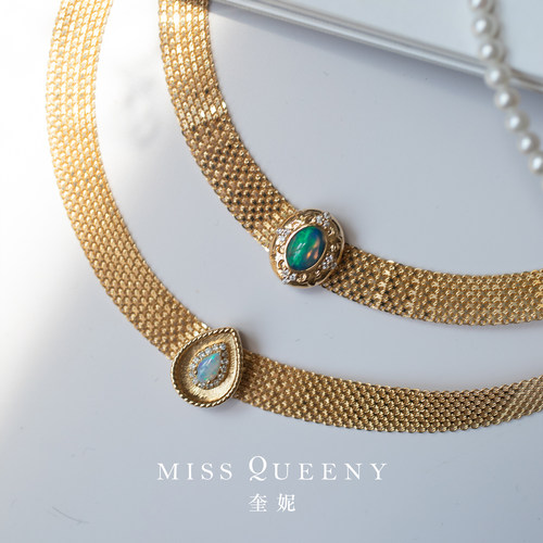 MissQueeny18k金贵气欧泊吊坠扣
