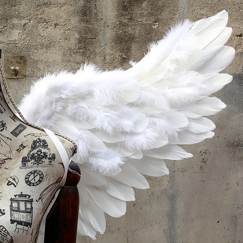 白色羽毛天使翅膀装饰翅膀写真道具cos道具演出装饰品羽毛翅膀