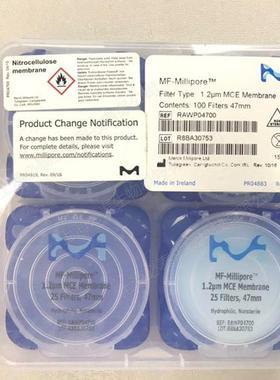 议价RAWP04700 Merck Millipore 1.2um47mm混合纤维素MCE)滤膜
