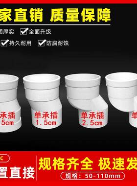 0PVC偏置直接5 75 110 下水管心移位偏接头承插移位器偏移2.5 5cm