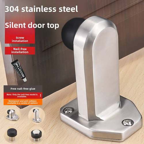 防撞0门顶橡免打孔34不锈钢阻门档硅胶门碰玻璃门吸卫生间胶门器