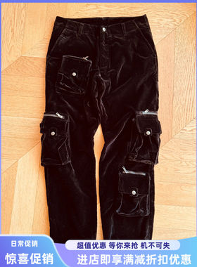 RL老款紫标丝绒天鹅绒户外运动猎装工装裤休闲裤