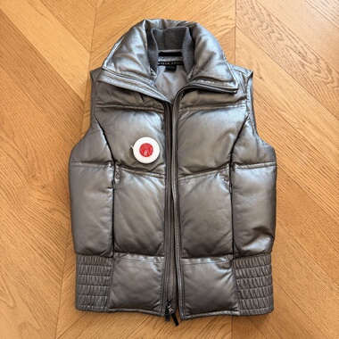 RL女款黑标高端秀款羊皮羽绒马甲皮衣外套