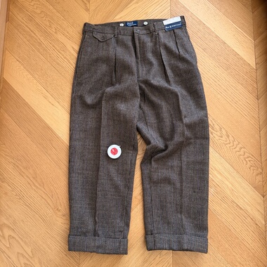 RL早期美产复古千鸟格羊毛裤休闲裤