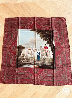 RL紫标真丝西部复古方巾丝巾围巾