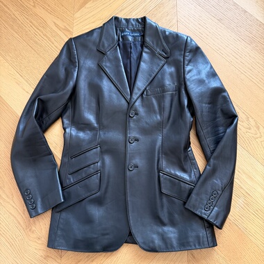 RL女款复古羊皮sportcoat西装夹克外套