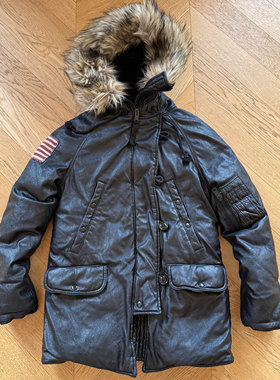 RL老款D&S女款户外运动猎装parka连帽羽绒服大衣外套