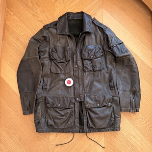 RL早期意大利产绝版 小牛皮复古瑞典菌事水洗蓝染皮衣夹克外套