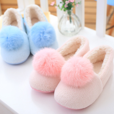 包邮真兔毛球球女士地板家居鞋