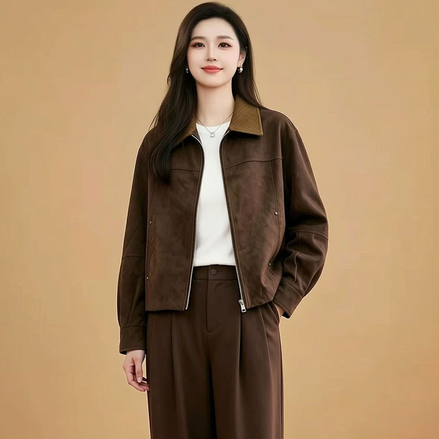 中年妈妈春秋装外套短款2026新款洋气风衣中青年女装休闲夹克上衣
