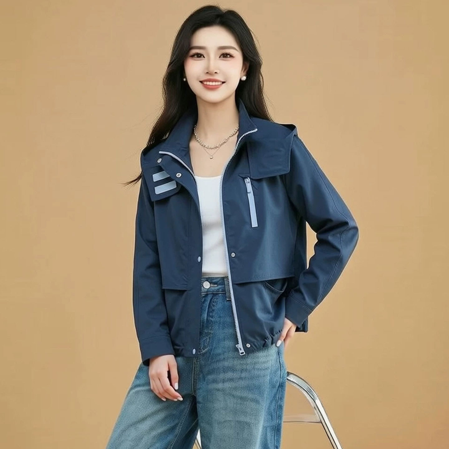 中年妈妈春秋装外套短款2026新款洋气风衣中青年女装休闲夹克上衣