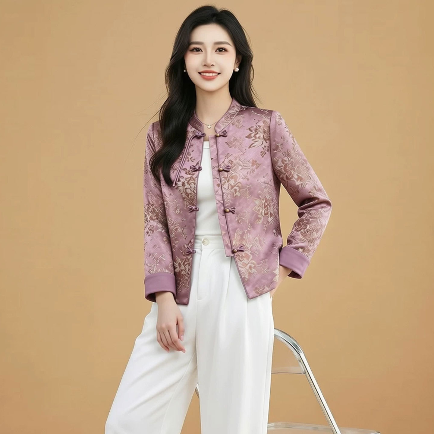 新中式国风盘扣上衣秋季新款气质百搭复古唐装小香风时尚外套女装