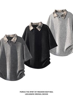 HT251045改短 港风白底大码翻领短袖T恤M-5X HT26121-特P17