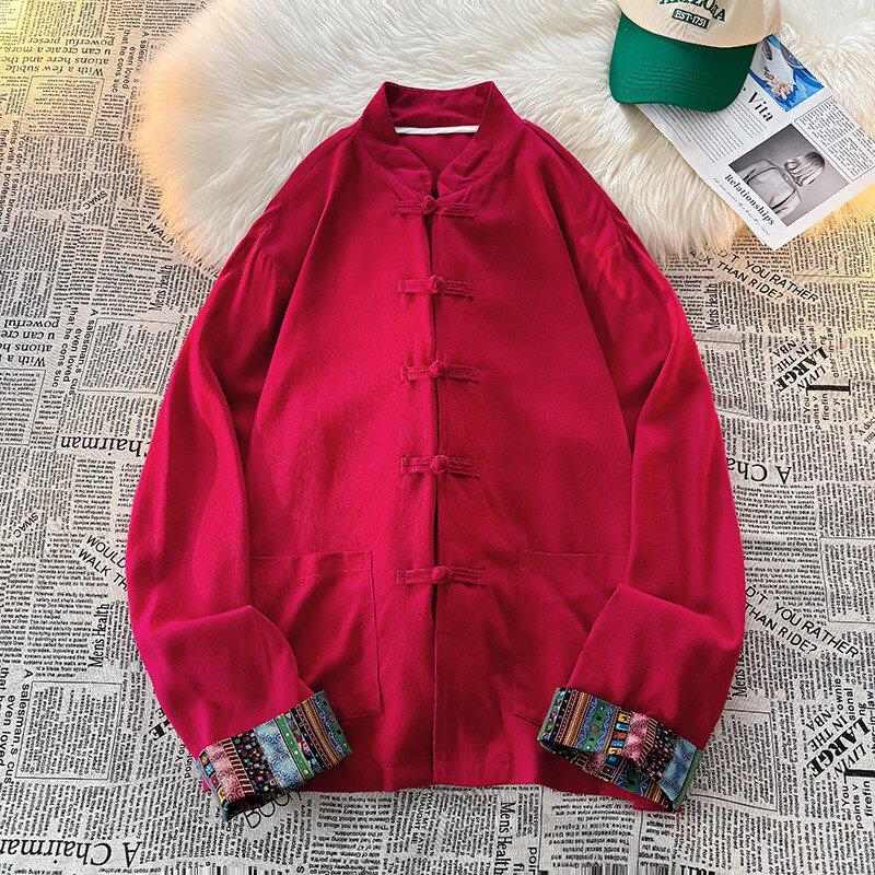 新中式中国风民族风盘扣亚麻棉麻衬衫夹克外套男JK22-P75控88