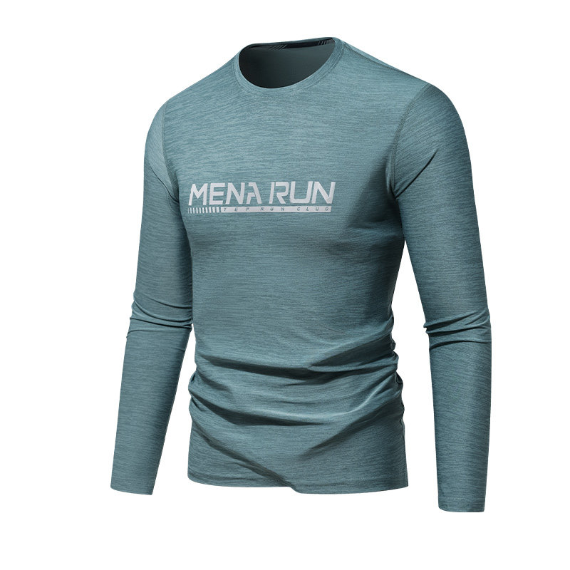 秋季新款速干冰丝长袖t恤男3D休闲运动弹力纯棉健身户外体恤上衣
