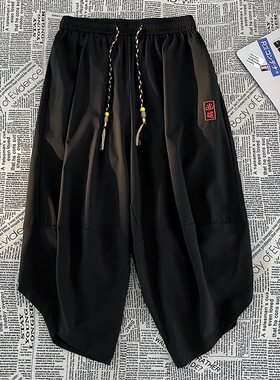 中国暗黑薄款冰丝刺绣阔腿萝卜裤七分裤DK118-P55控78