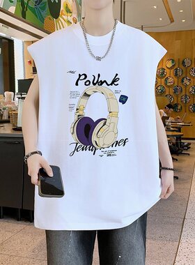 26637港风新款印花背心2026春夏新款男士高品质韩版休闲舒适百搭