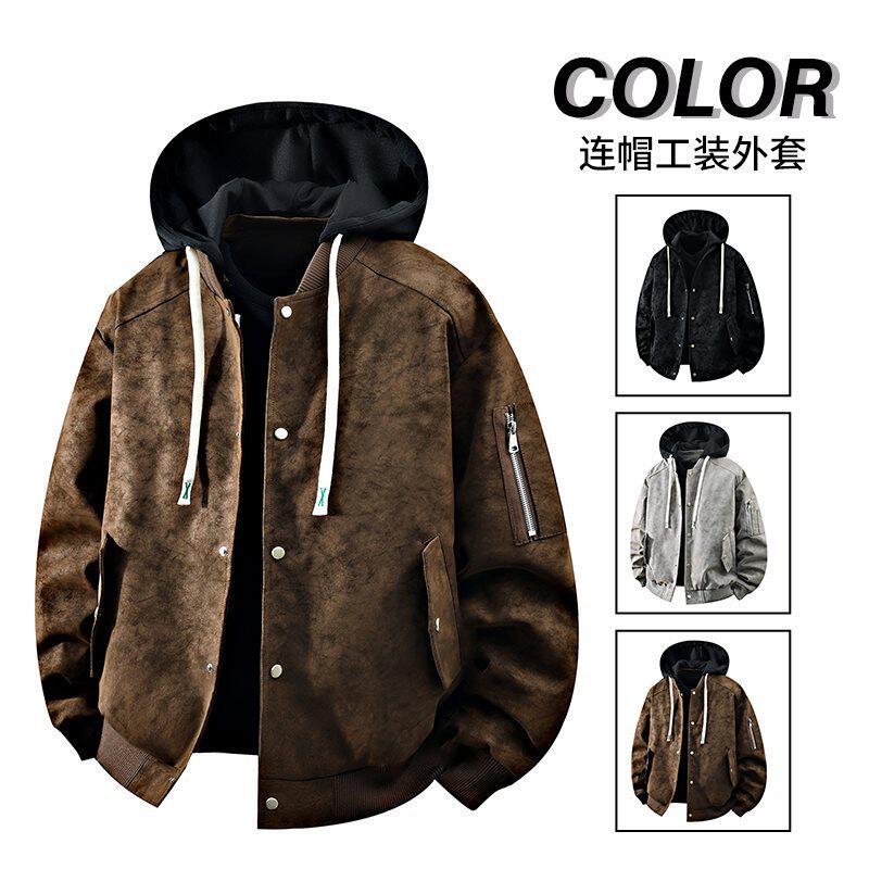 控价148】2026年春季新款大码棒球服夹克男M-8XL加大码PU皮夹克外
