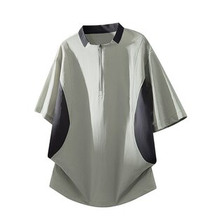 新款 2026夏季 户外风拼接休闲T恤男DT2896 半拉链运动短袖 官方正品