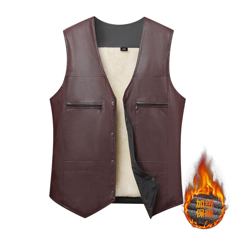 高品质秋冬加绒加厚皮马甲男2025新款中老年皮毛一体保暖复古坎肩,男装,常规马甲,淘宝优惠券,粉丝福利购,淘宝优惠卷