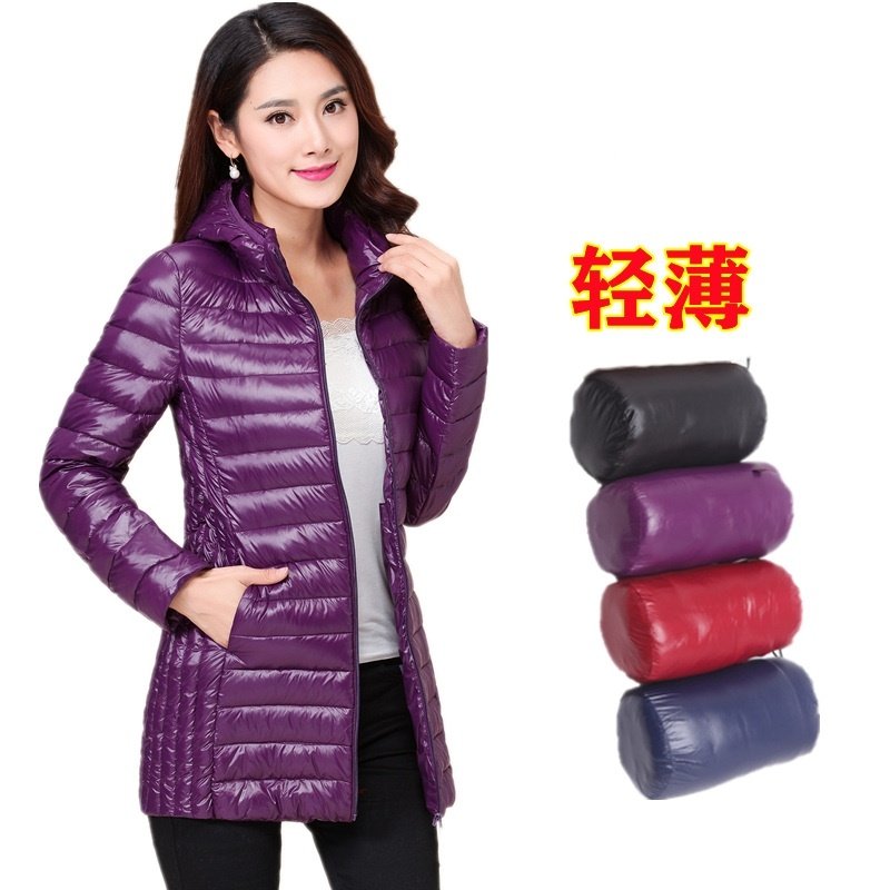 波斯顿轻薄羽绒服女款妈妈装中长款波士顿官方旗舰店正品女士薄款