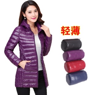 波斯顿轻薄羽绒服女款妈妈装中长款波士顿官方旗舰店正品女士薄款