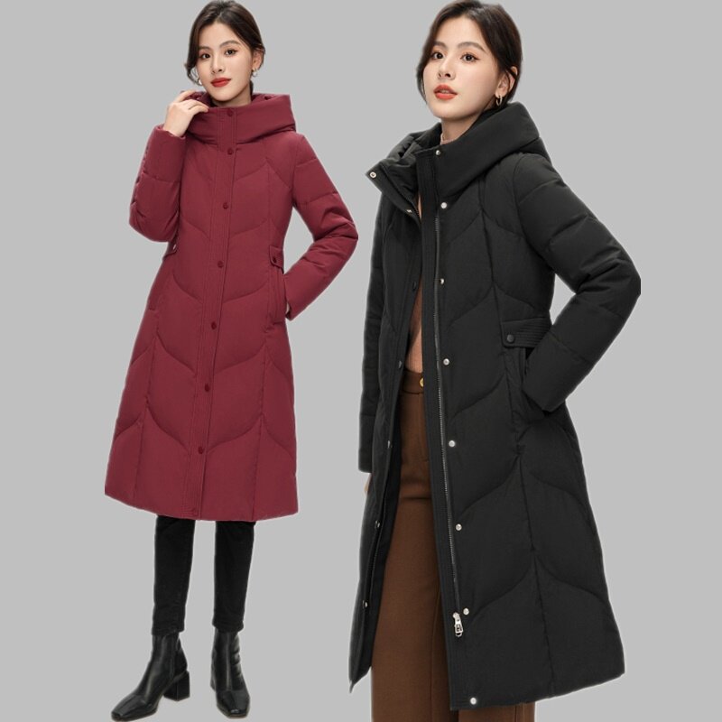 波斯顿羽绒服女款加厚过膝中长款波士顿官方旗舰店正品修身女士