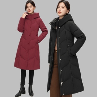 波斯顿羽绒服女款加厚过膝中长款波士顿官方旗舰店正品修身女士