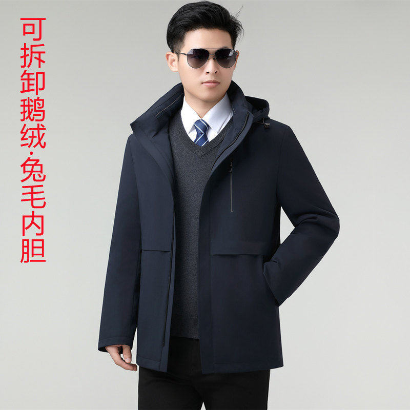 波士顿旗舰店兔毛内胆鹅绒服加厚