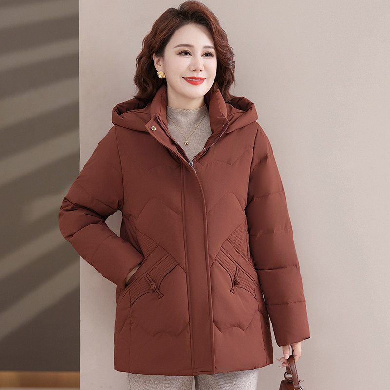 波士顿鹅绒服女款妈妈装波士顿官方旗舰店短款羽绒服脱帽立领加厚