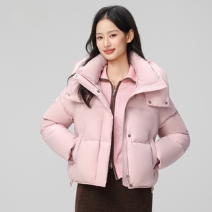 波斯顿羽绒服女款大学生小个子短款女波士顿官方旗舰店可脱帽立领