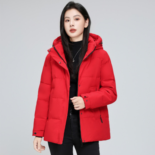 波斯顿羽绒服女款加厚波士顿官方旗舰店特大码本命年大红色中长款