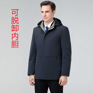 波斯顿羽绒服男款可脱卸内胆波士顿官方旗舰店中长男士可脱帽立领