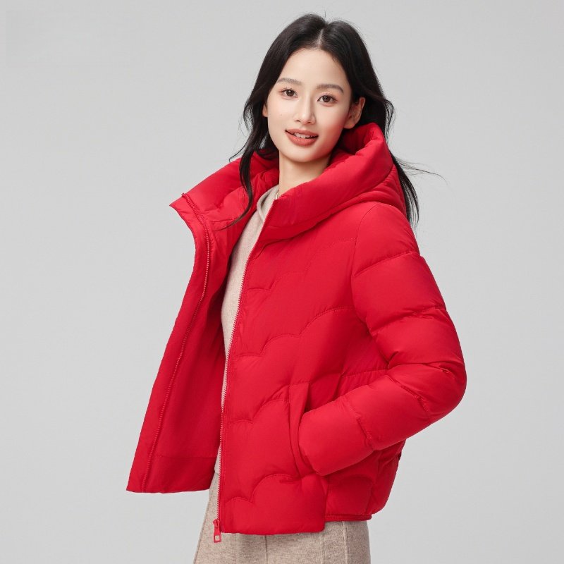 波斯顿羽绒服女款本命年大红色波士顿官方旗舰店中国红短款外套女