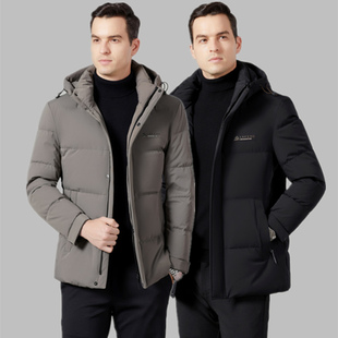 波斯顿羽绒服男款加厚可脱卸帽波士顿官方旗舰店正品短款男士立领