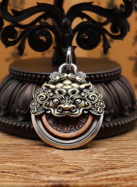 金狮币吊坠925银国潮国风款女款吊坠银币系列复古做旧