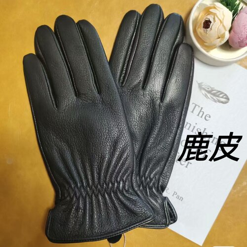 新款秋冬休闲真皮手套头层鹿皮保暖加绒单款男士摩托车骑行皮手套